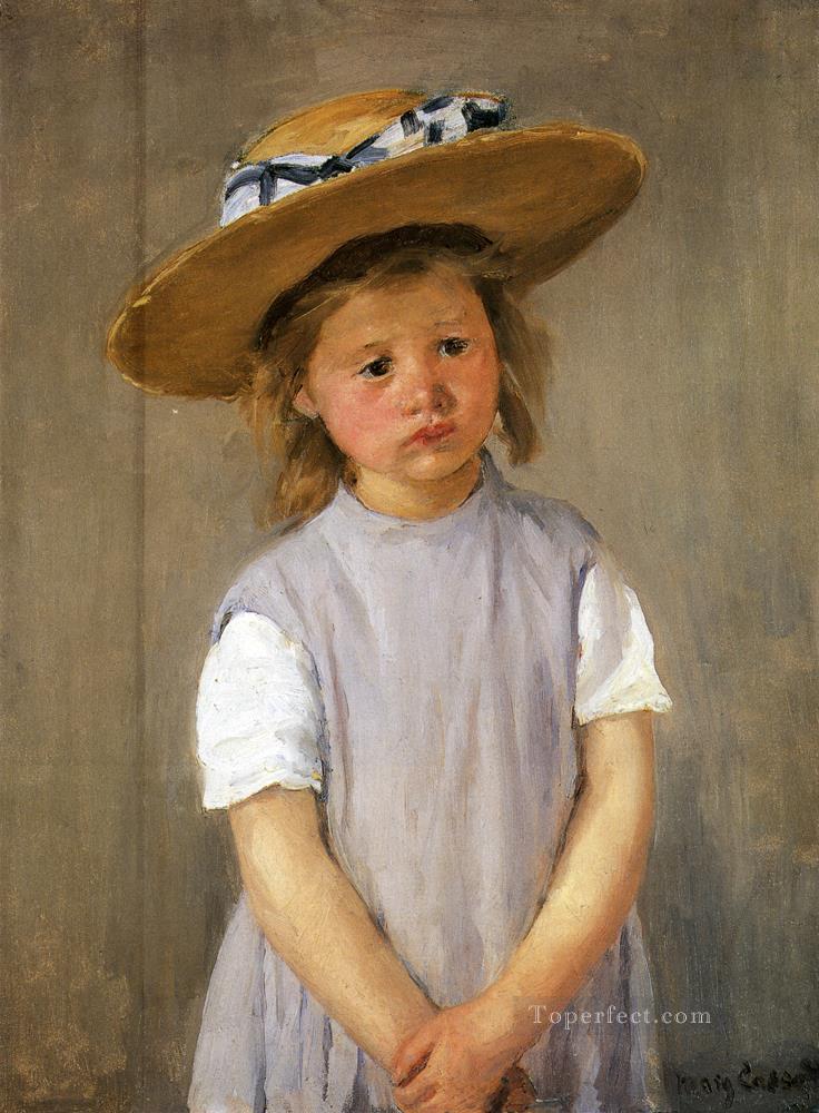 Child In A Straw Hat mothers children Mary Cassatt Oil Paintings